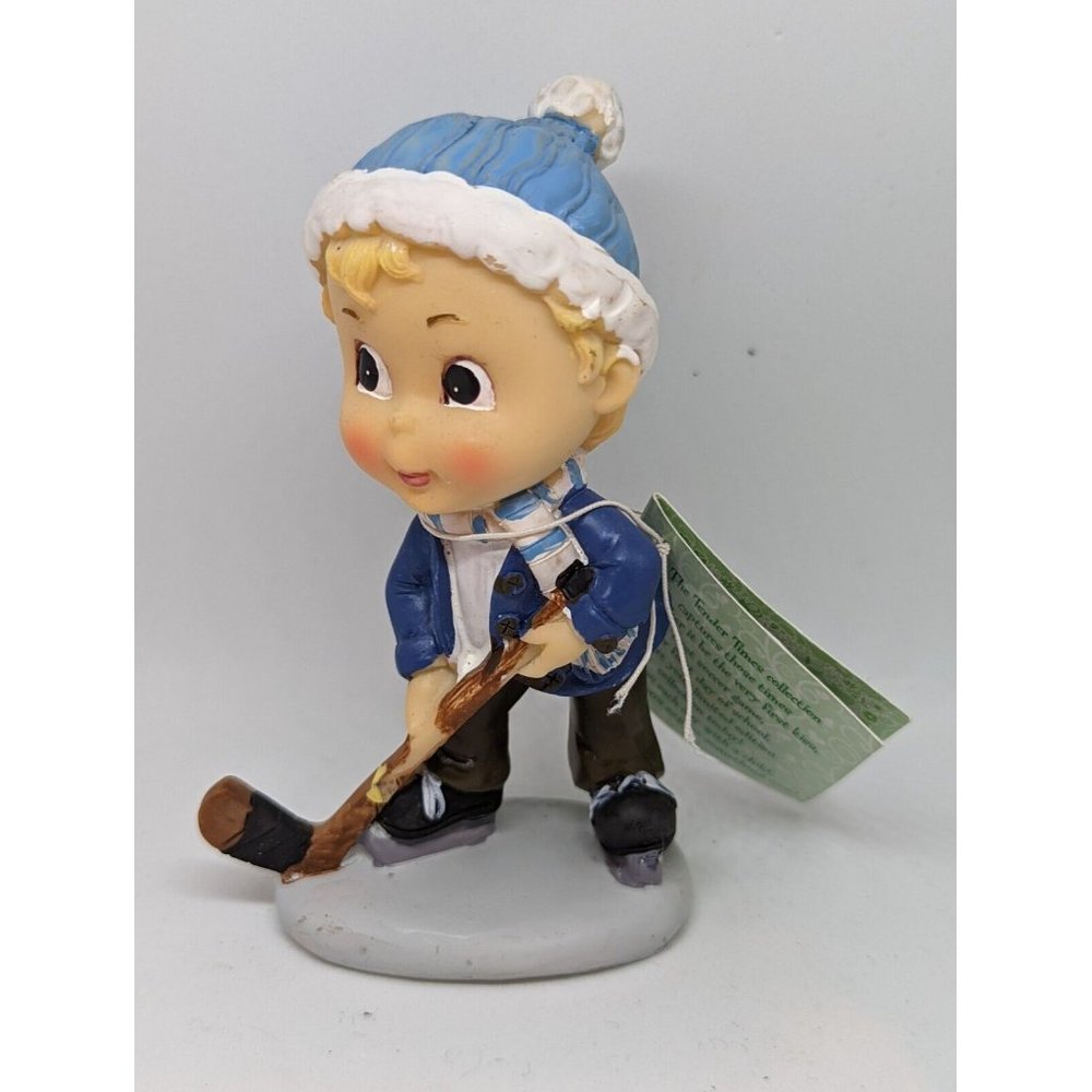Vintage Tender Times Figurine Winter Boy Playing Hockey